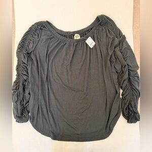 We The Free Black Ruched Tunic Flowy Top